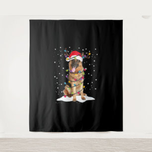 German Shepherd Christmas Tree Light Pajama Dog Wandteppich