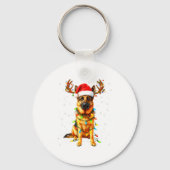 German Shepherd Christmas Tree Lights Pajama Dog L Schlüsselanhänger (Vorderseite)