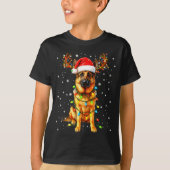 German Shepherd Christmas Tree Lights Pajama Dog L T-Shirt (Vorderseite)
