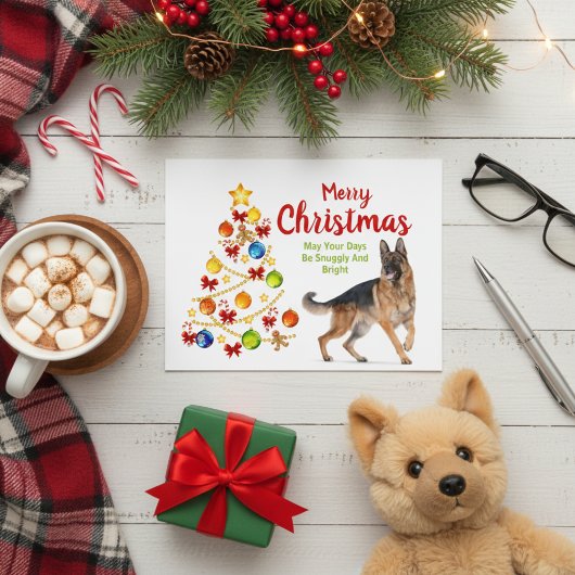 German Shepherd Christmas Tree Postcard Feiertagspostkarte