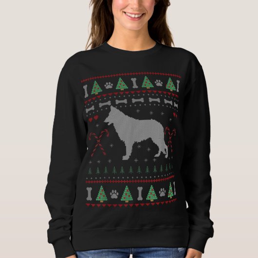 German Shepherd Christmas Ugly Sweater Funny Dog L Sweatshirt (Vorderseite)