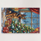 German Shepherd Christmas Under The Tree Puzzle (Horizontal)