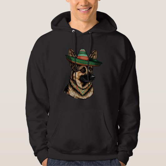 German Shepherd Cinco De Mayo Mexican Sombrero Fie Hoodie (Vorderseite)