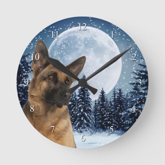 German Shepherd Clock Runde Wanduhr (Vorderseite)