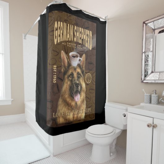 German Shepherd Coffee Company Canvas Duschvorhang (Beispiel)