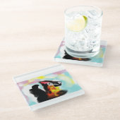 German Shepherd  colorful Glasuntersetzer (Schrägansicht)