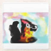 German Shepherd  colorful Glasuntersetzer (Vorderseite)