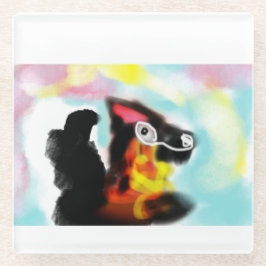 German Shepherd colorful Glasuntersetzer