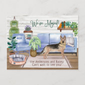 German Shepherd Cosy New Zuhause Moving Ankündigungspostkarte (Vorderseite)