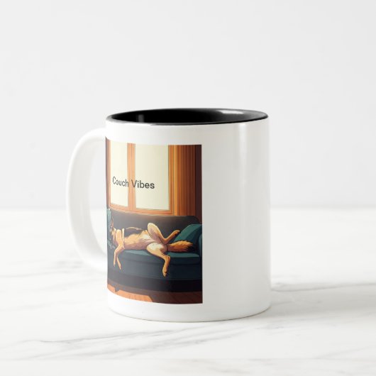 German Shepherd Couch Vibes Zweifarbige Tasse (Vorderseite Links)