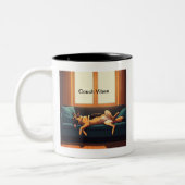 German Shepherd Couch Vibes Zweifarbige Tasse (Links)