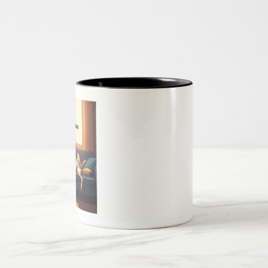 German Shepherd Couch Vibes Zweifarbige Tasse (Mittel)