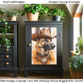 German Shepherd Cowboy Sheriff Dog DP2R Decoupage Seidenpapier