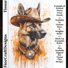 German Shepherd Cowboy Sheriff Dog DP2R Decoupage Seidenpapier