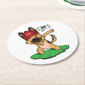 German Shepherd Dabbing Runder Pappuntersetzer (Angewinkelt)