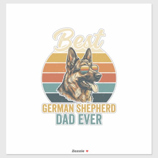German Shepherd Dad Vintage Sunset Shirt Design Aufkleber (Blatt)