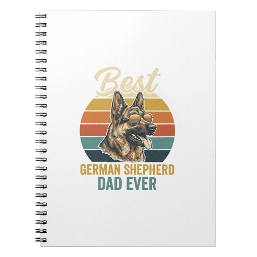 German Shepherd Dad Vintage Sunset Shirt Design Notizblock (Vorderseite)