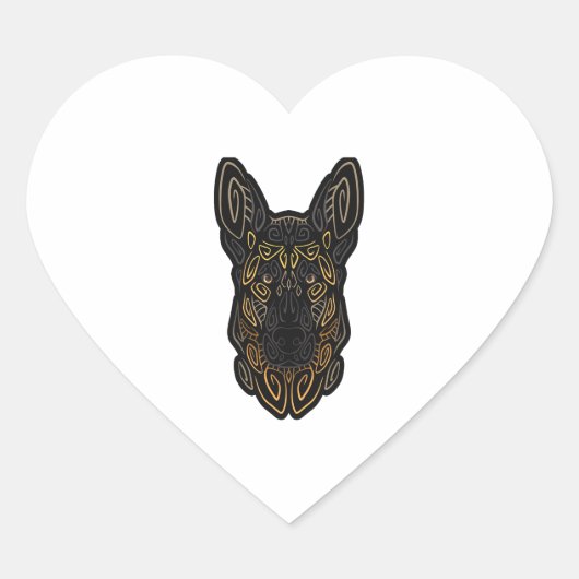 German Shepherd Design German Shepherd Gifts Dog O Herz-Aufkleber (Vorderseite)