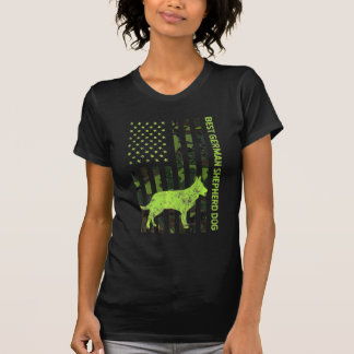 German Shepherd Distressed Usa Flag Camouflage T-Shirt