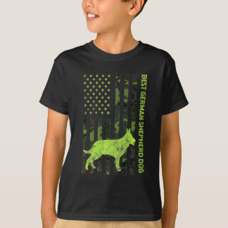 German Shepherd Distressed Usa Flag Camouflage T-Shirt