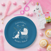 German Shepherd Dog Baby Shower Blue Boy Pappteller (Party)