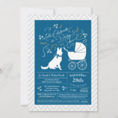 German Shepherd Dog Baby Shower French Blue Boy Einladung (Vorderseite)