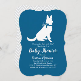 German Shepherd Dog Baby Shower French Blue Boy Einladung