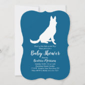 German Shepherd Dog Baby Shower French Blue Boy Einladung (Vorderseite)