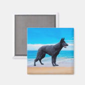 German Shepherd Dog Beach Portrait Magnet (Vorderseite/Rückseite)