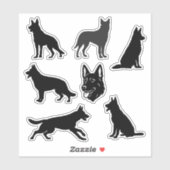 German Shepherd Dog Black Silhouettes Set Aufkleber (Blatt)