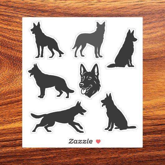 German Shepherd Dog Black Silhouettes Set Aufkleber