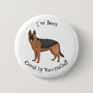 German shepherd dog cartoon illustration  button