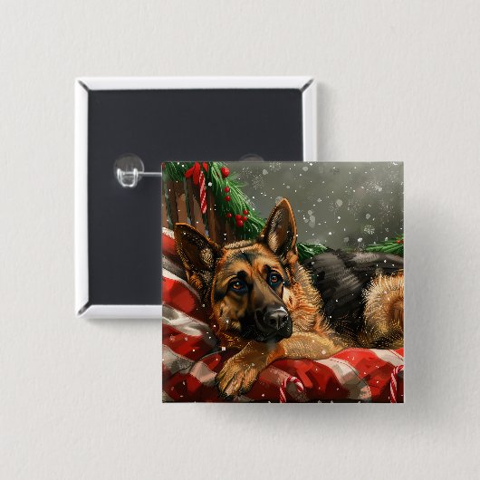 German Shepherd Dog Christmas Festive Button (Vorne & Hinten)
