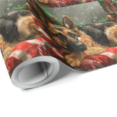 German Shepherd Dog Christmas Festive Geschenkpapier (Rolleneckpunkt)