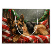 German Shepherd Dog Christmas Festive Große Geschenktüte (Rückseite)