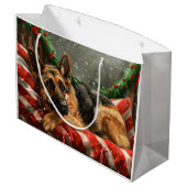 German Shepherd Dog Christmas Festive Große Geschenktüte (Rückseite Schrägansicht)