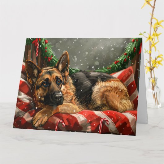 German Shepherd Dog Christmas Festive Karte (Gelbe Blume)