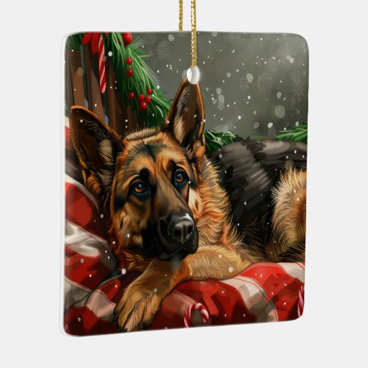 German Shepherd Dog Christmas Festive Keramikornament (Rechts)