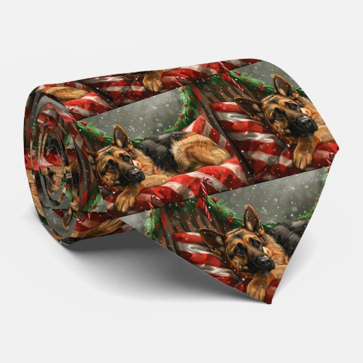 German Shepherd Dog Christmas Festive Krawatte (Gerollt)