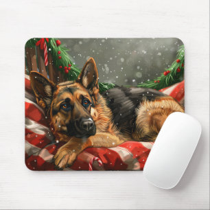German Shepherd Dog Christmas Festive Mousepad