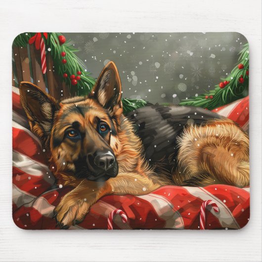 German Shepherd Dog Christmas Festive Mousepad (Vorne)