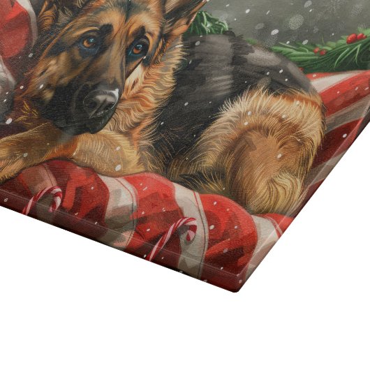 German Shepherd Dog Christmas Festive Schneidebrett (Ecke)