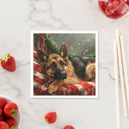 German Shepherd Dog Christmas Festive Serviette (Beispiel)