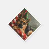 German Shepherd Dog Christmas Festive Serviette (Ecke)