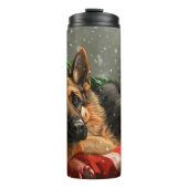 German Shepherd Dog Christmas Festive Thermosbecher (Vorderseite)