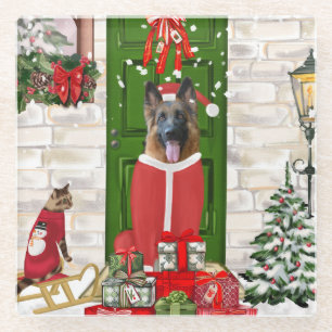 German Shepherd Dog Christmas Glasuntersetzer