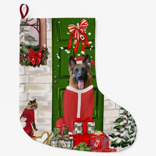 German Shepherd Dog Christmas Großer Weihnachtsstrumpf (Vorderseite)