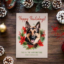 German Shepherd Dog Christmas Happy Pawlidays Feiertagskarte