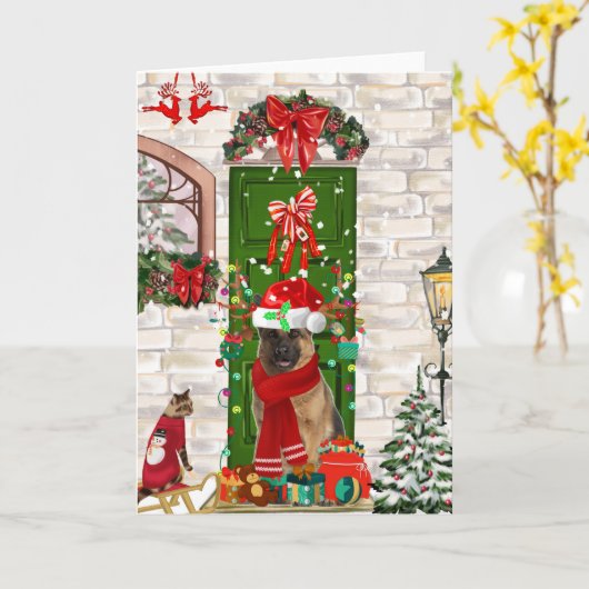 German Shepherd Dog Christmas Karte (Gelbe Blume)