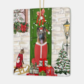 German Shepherd Dog Christmas Keramikornament (Links)